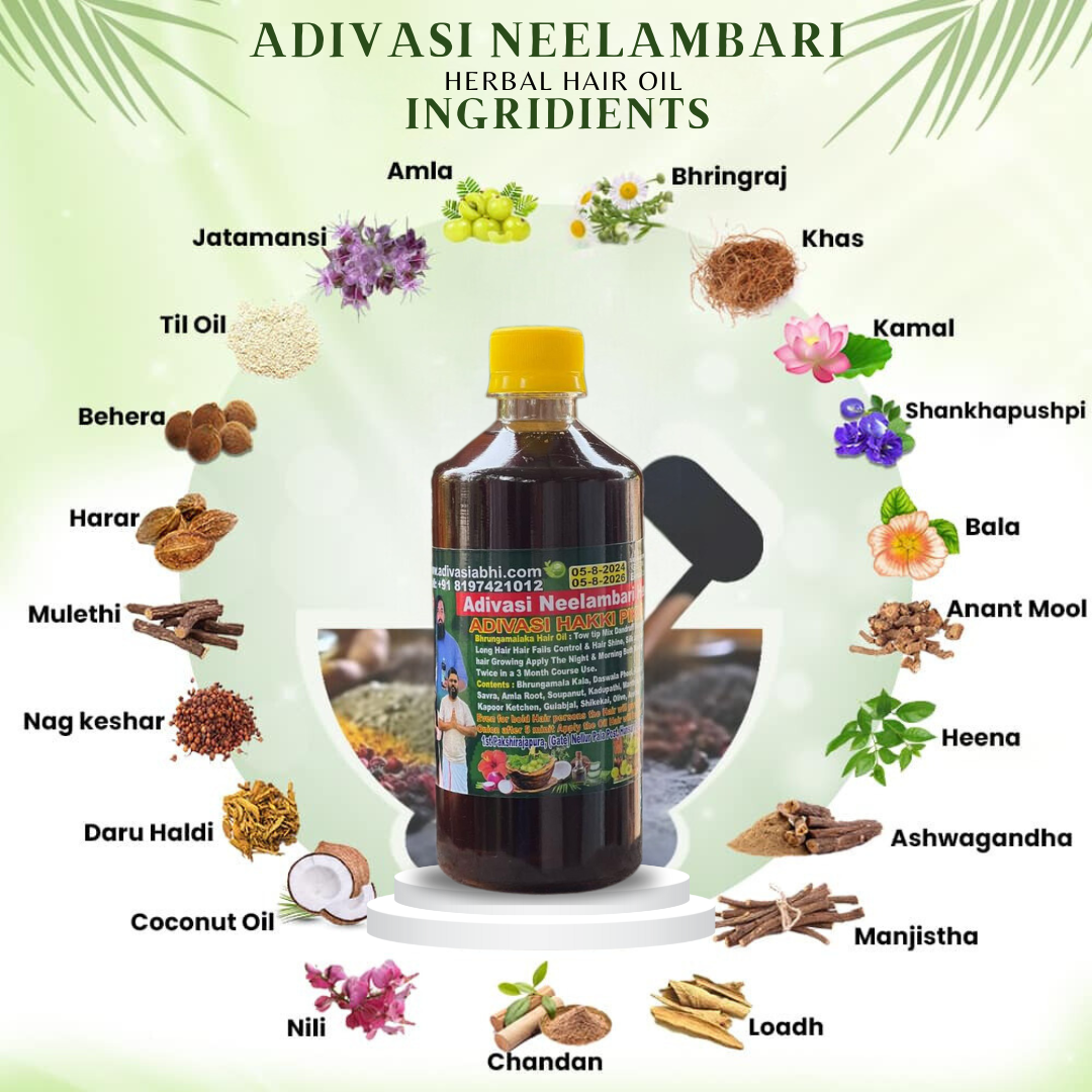 Adivasi Neelambari Herbal hair Oil (4.9 ⭐⭐⭐⭐⭐ 94,553k+ REVIEWS)
